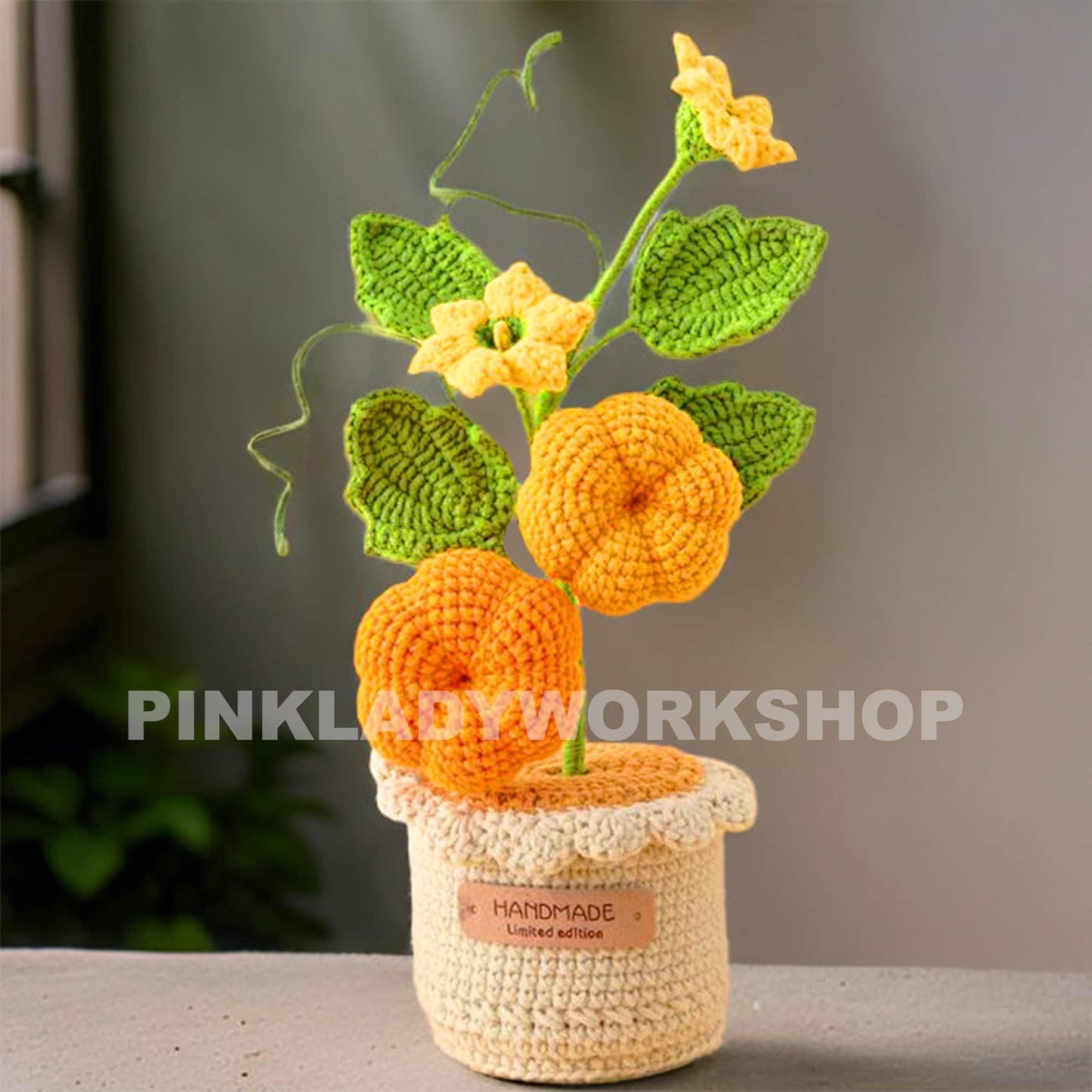 Crochet Pumpkin Flower Pot: Handmade Fall Decor