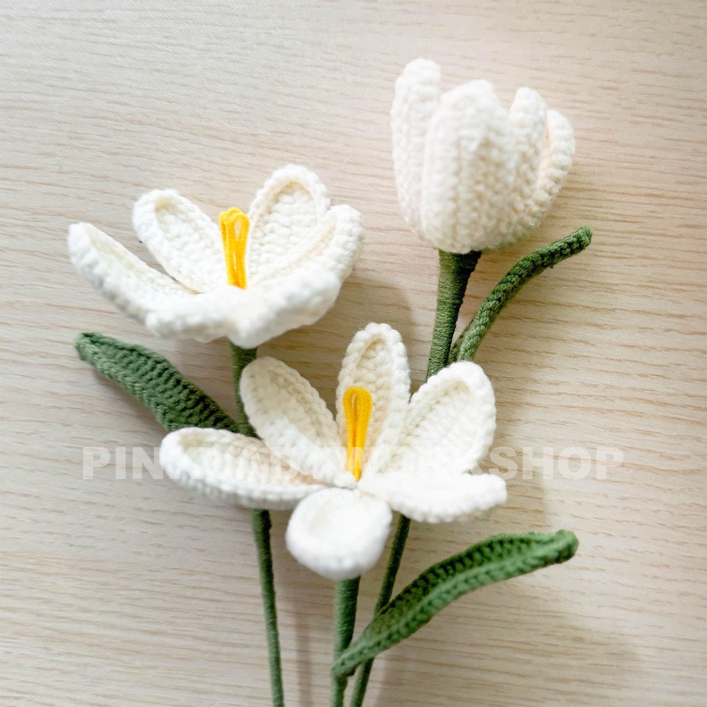 Handmade Crochet Tulip Flower Stems (no vase) | Pink | Bouquet | Gift for Mom Girlfriend Teacher | Artificial Plant | Flowers Arrangement