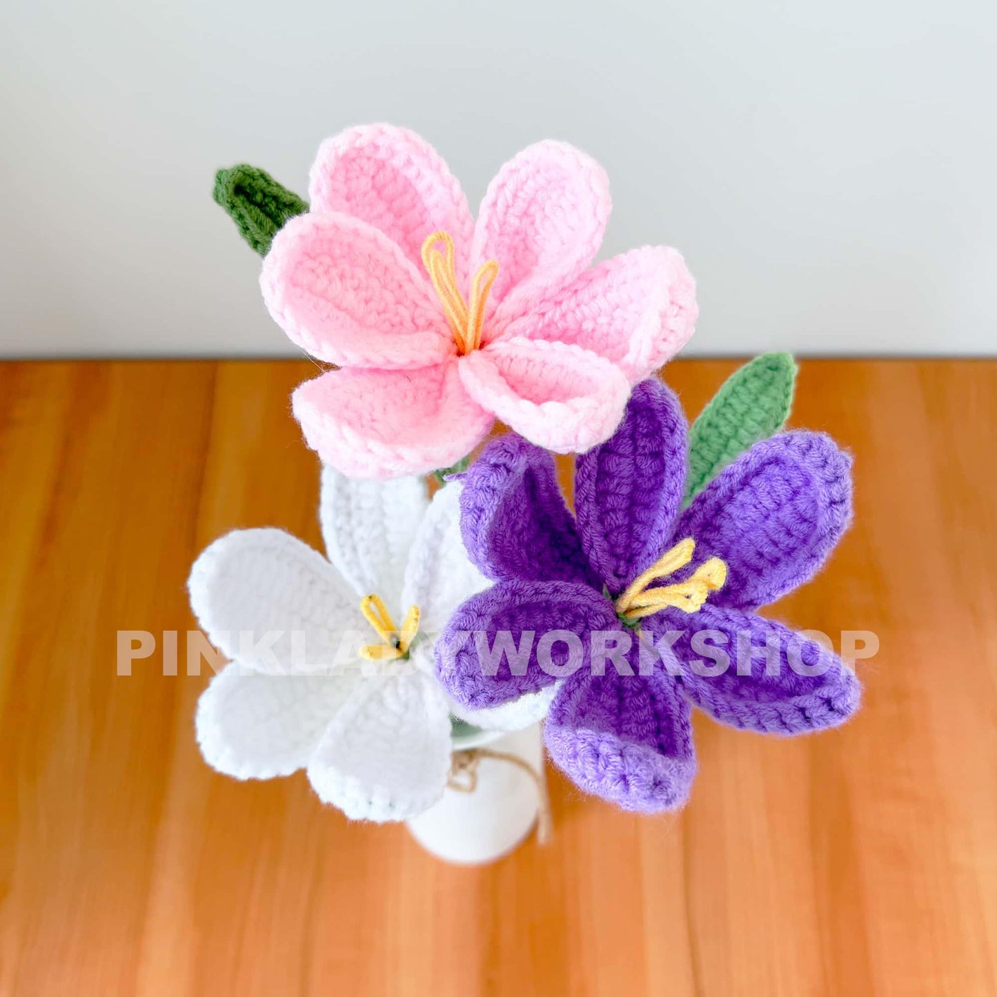 Handmade Crochet Tulip Flower Stems (no vase) | Pink | Bouquet | Gift for Mom Girlfriend Teacher | Artificial Plant | Flowers Arrangement