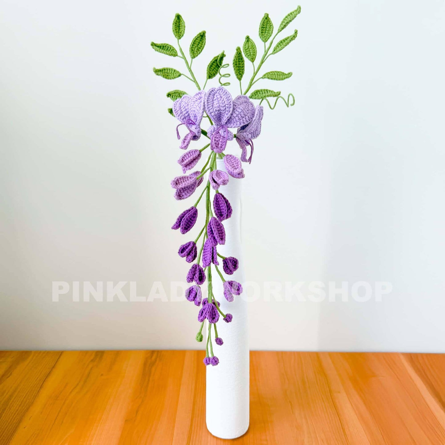 Handmade Crochet Wisteria Flowers (no vase) Purple Hanging Vine Decor | Amigurumi Flowers | Faux Floral Arrangement | Home Decor