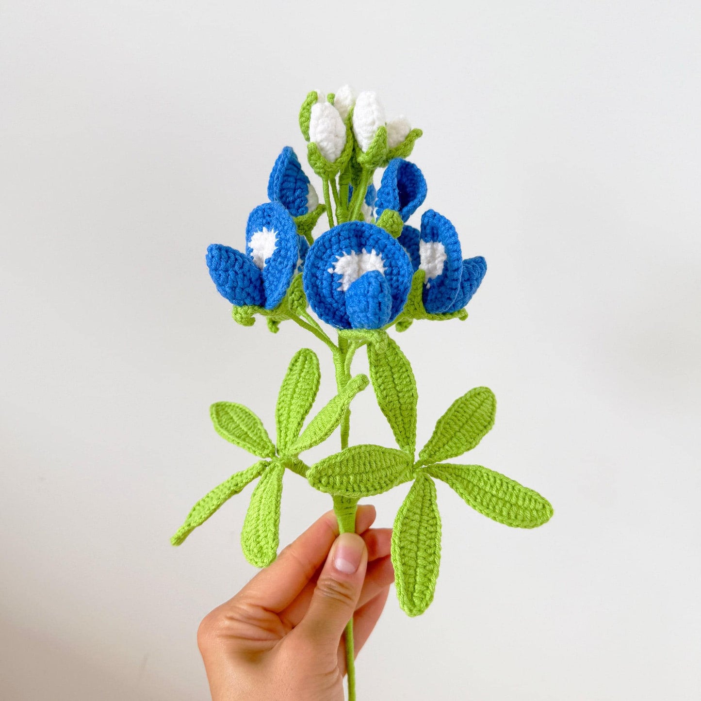 Handmade Crochet Bluebonnet Bouquet Flower(no vase) | Texas Wildflower Decor | Yarn Flowers in Vase | Home Decoration | Gift for Her