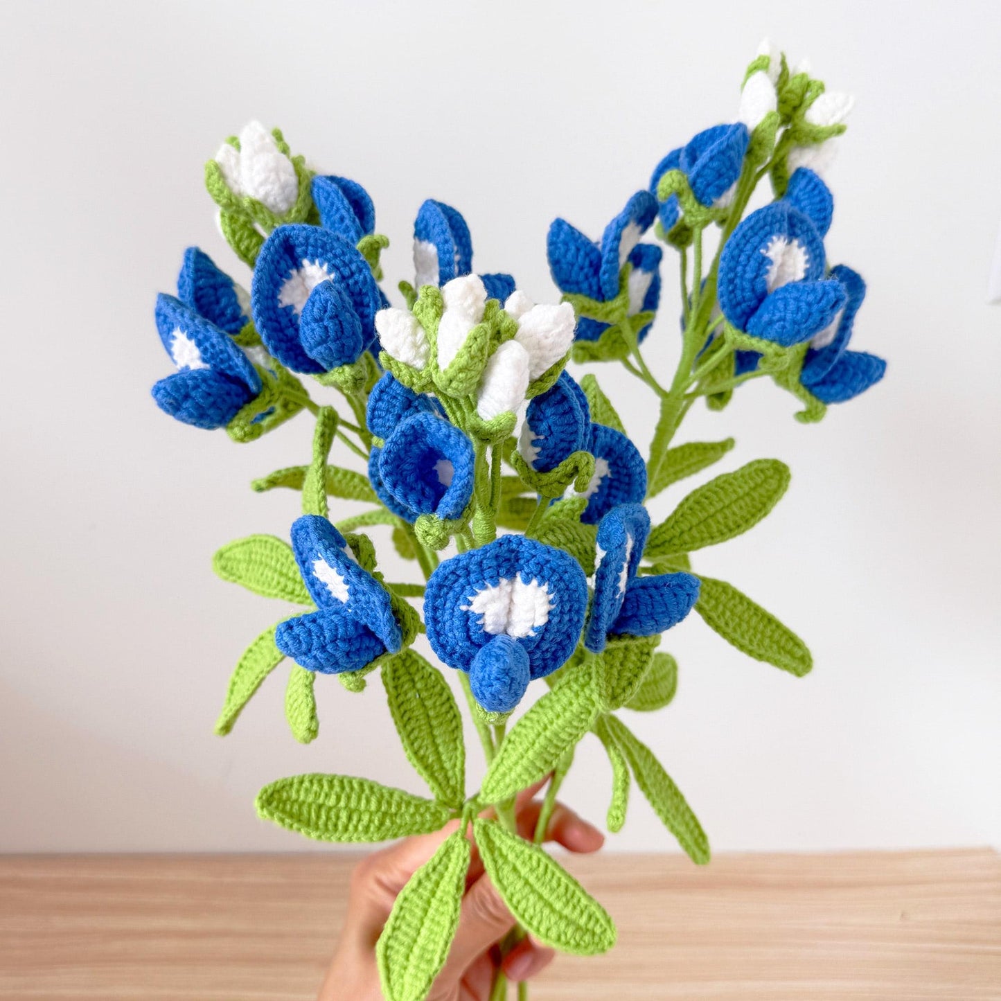 Handmade Crochet Bluebonnet Bouquet Flower(no vase) | Texas Wildflower Decor | Yarn Flowers in Vase | Home Decoration | Gift for Her