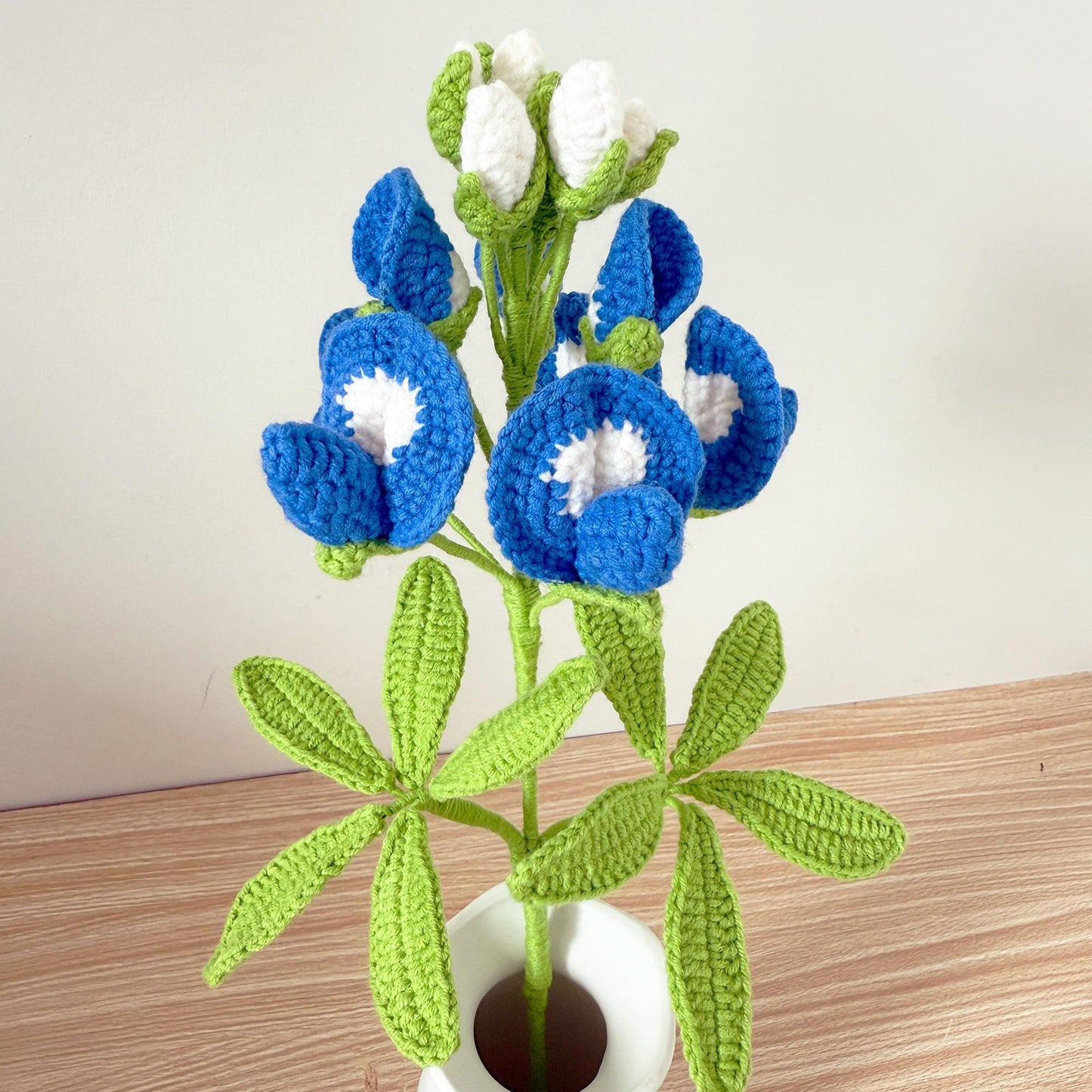 Handmade Crochet Bluebonnet Bouquet Flower(no vase) | Texas Wildflower Decor | Yarn Flowers in Vase | Home Decoration | Gift for Her