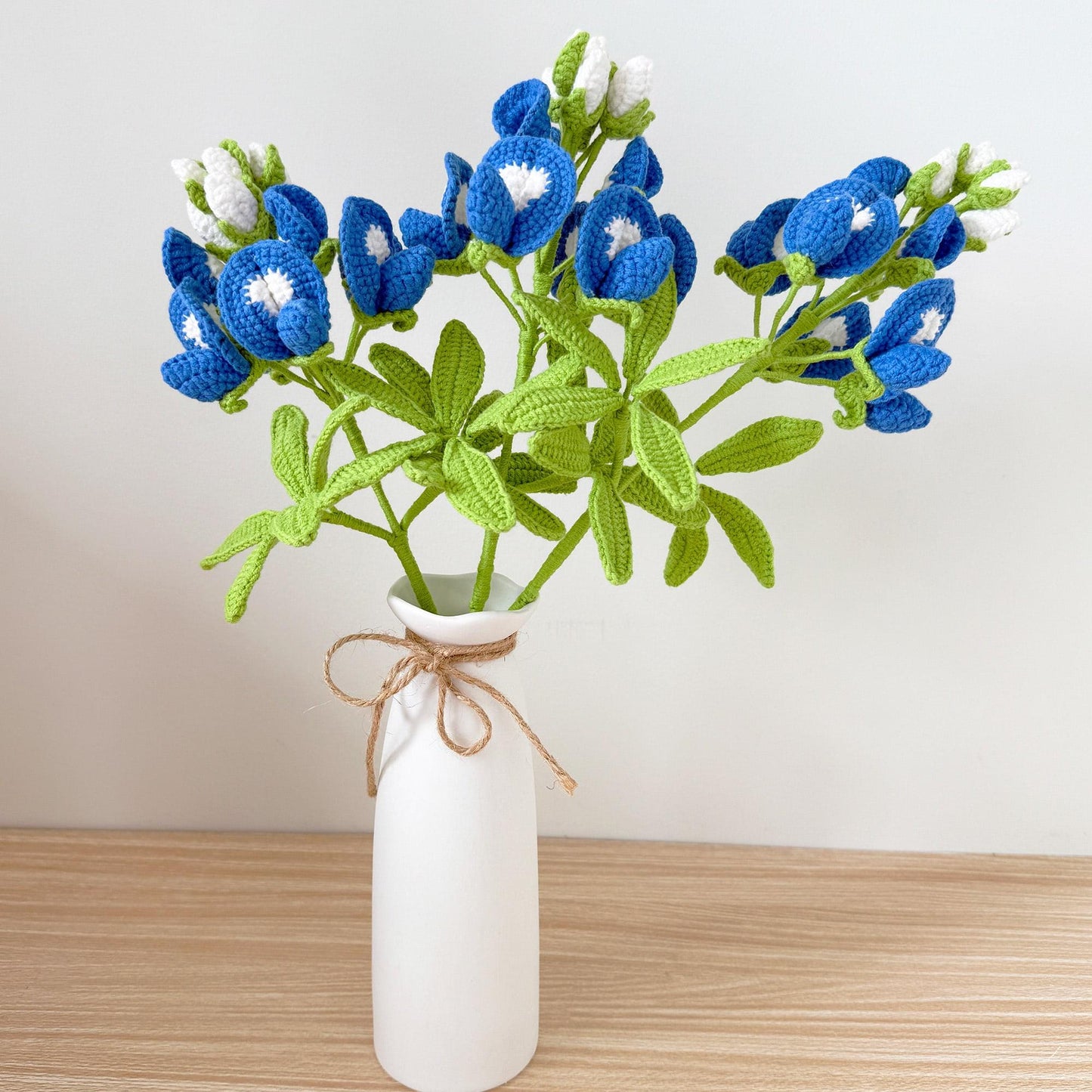 Handmade Crochet Bluebonnet Bouquet (no vase): Texas Wildflower Decor