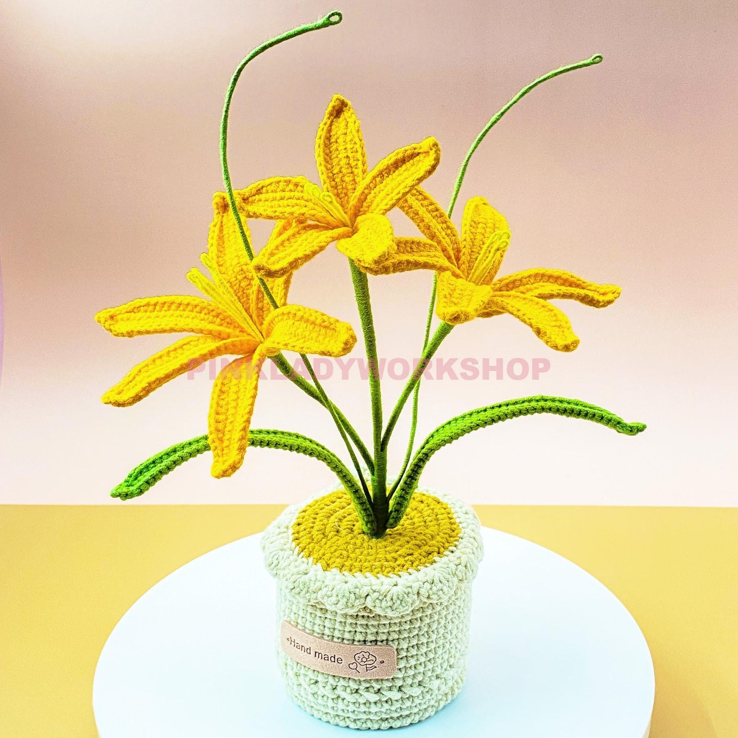 Crochet Autumn Zephyrlily Pot | Rain Lily Yarn Flowers | Handmade Floral Decor | Amigurumi Plant | Faux Bloom Gift | Fall Accent