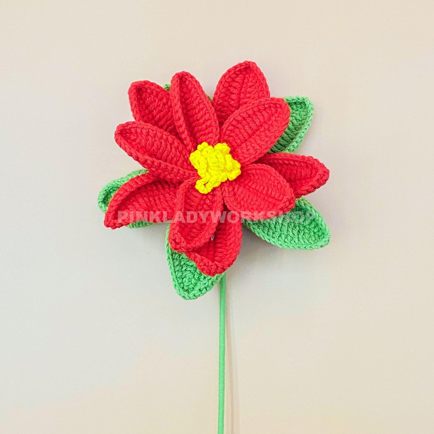 Handmade Crochet Christmas Bouquet | Poinsettia Pine Holly | Handmade Holiday Flowers | Amigurumi Decor | Festive Faux Arrangement Yarn Gift