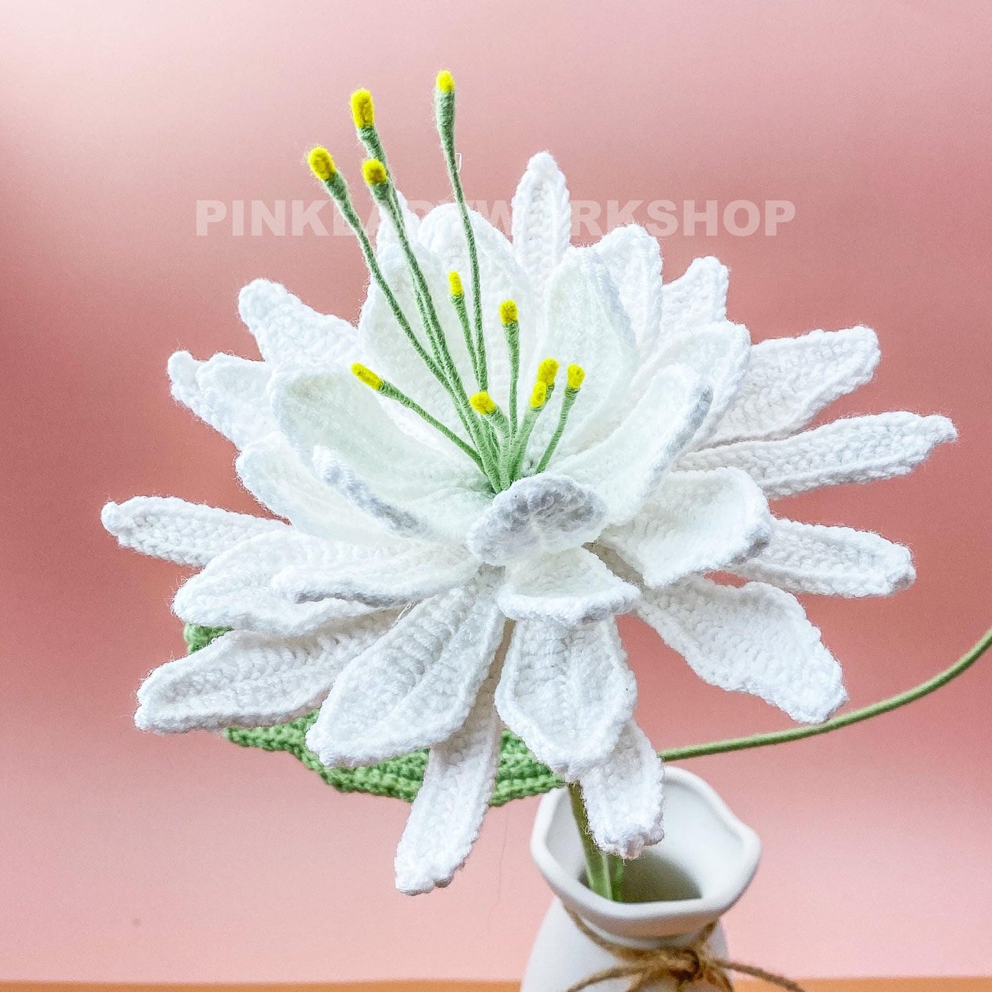 1 Handmade Crochet Queen of the Night Flower(no vase) | White Cactus Bloom | Amigurumi Night Blooming Flower | Unique Home Decor Gift