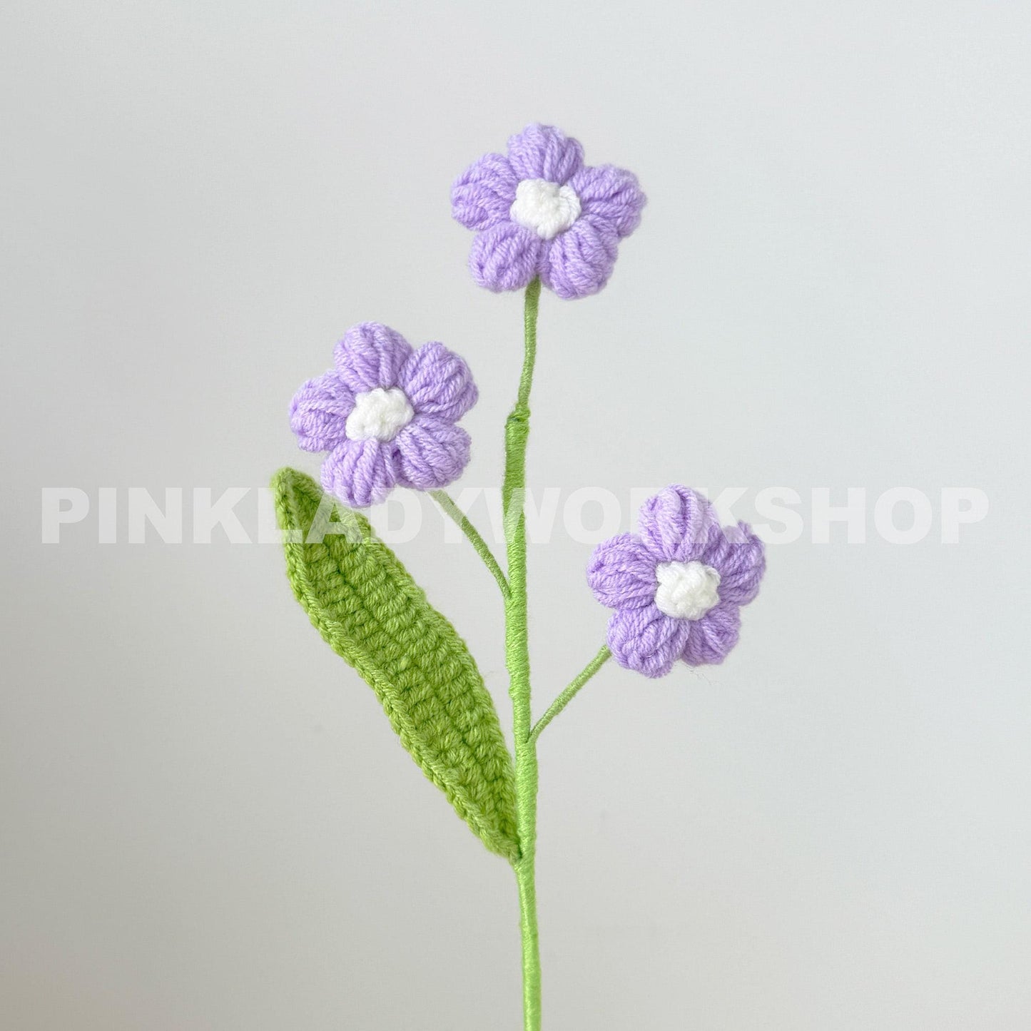 Handmade Crochet Puff Flower Bouquet(no vase) | Purple Yarn Flower Arrangement | Amigurumi Wildflower Decor | Soft Sculpture Floral Gift