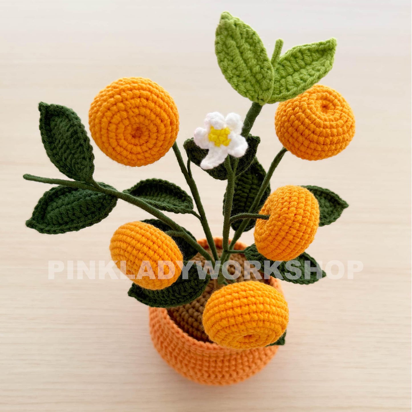 Handmade Crochet Orange Pot: Decorative Plant Home Decor