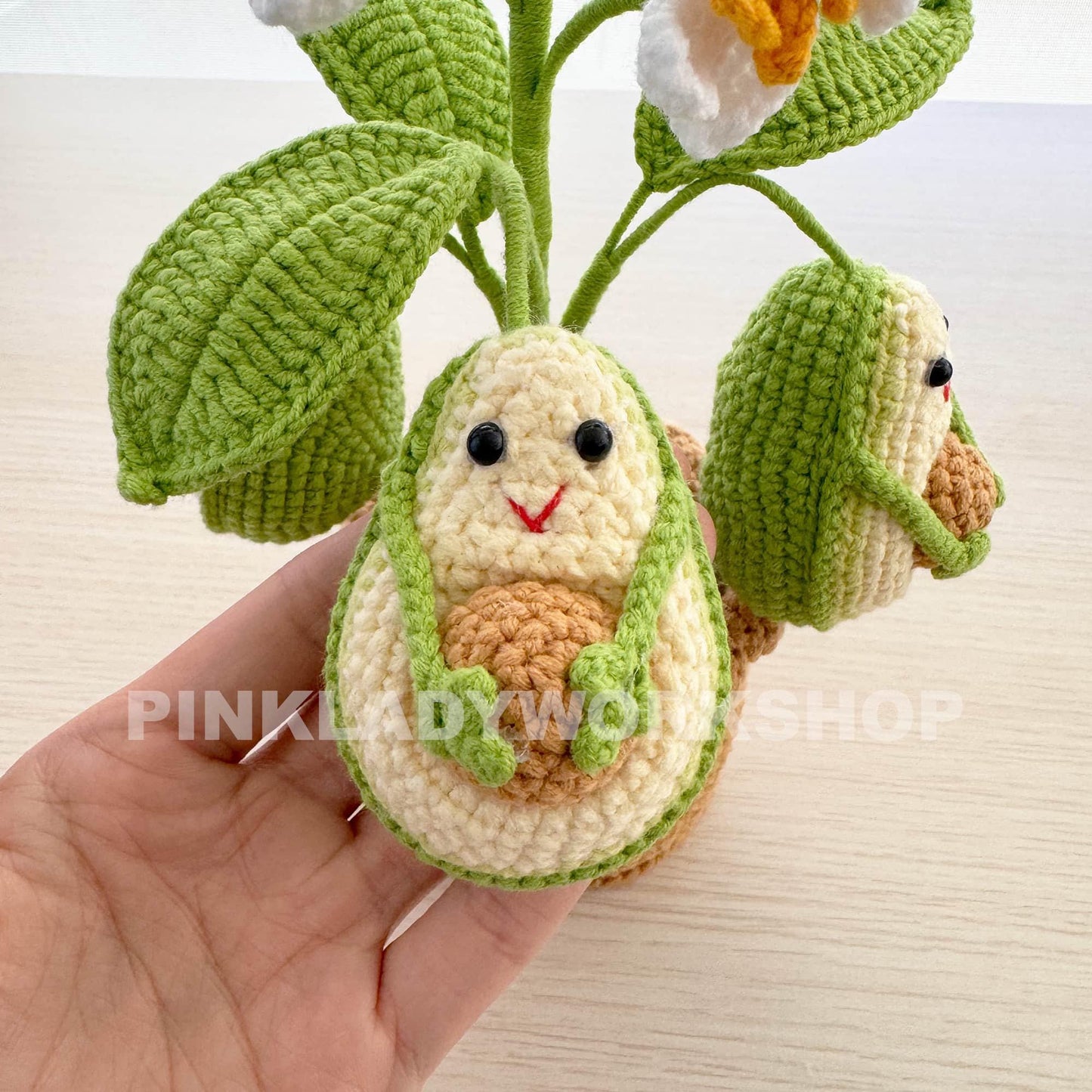 Handmade Crochet Avocado Tree: Decorative Potted Plant
