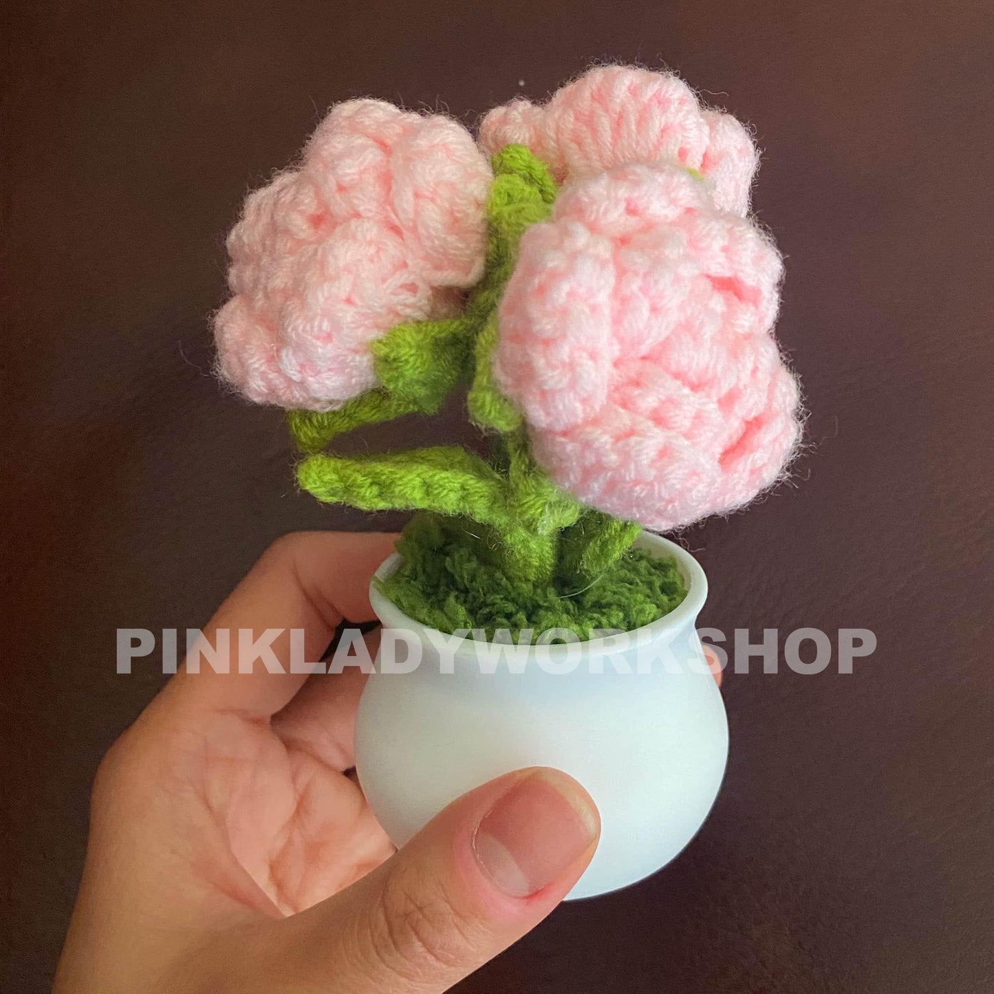 Handmade Finished Crochet Pink Rose Pot | Rose Decor | Cute Crochet Flower | Decorative Plants | Crochet Flowers | Home Decor