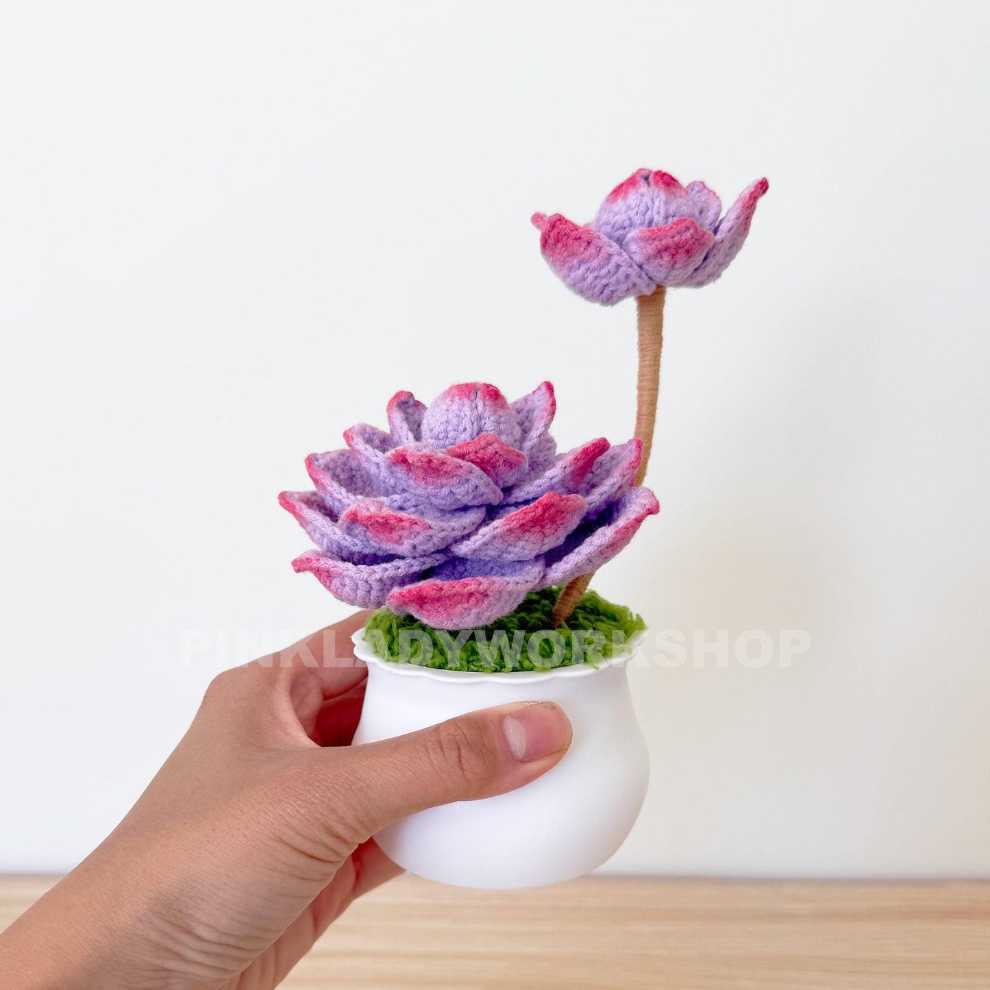 Handmade Crochet Succulent Pot: Yarn Faux Desk Plant