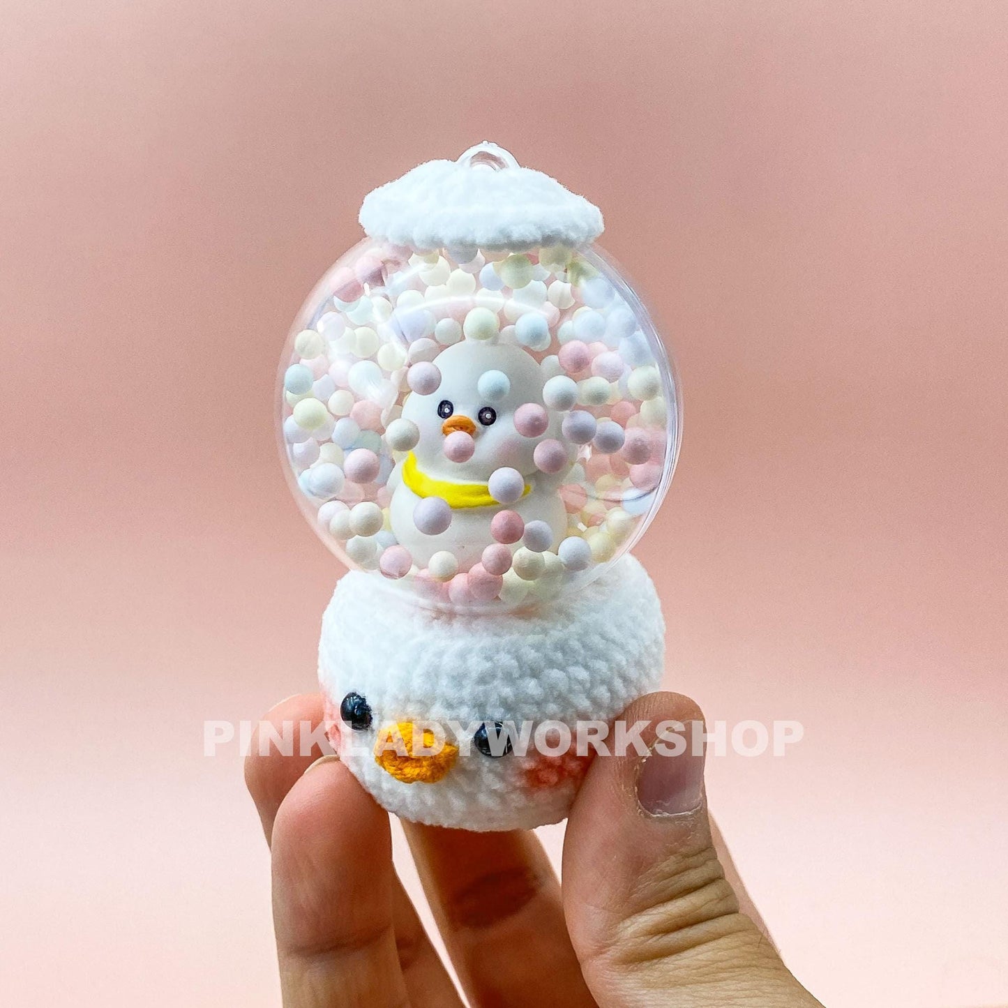 Crochet Animal Snow Globe | Kawaii Plush Snow Globe | Cute Capybara & Duck Decor | Christmas Gift | Handmade Ornament | Pastel Decor