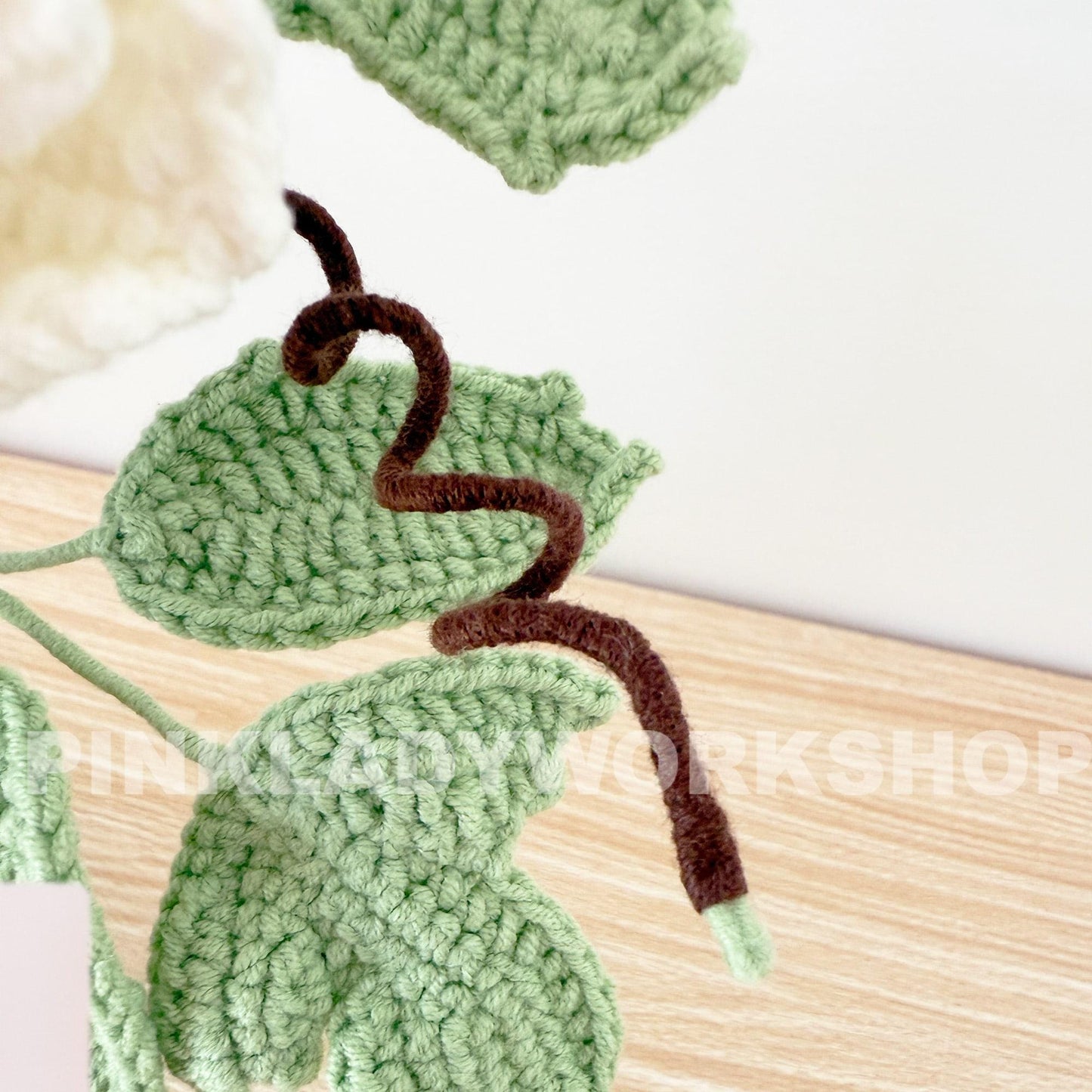 Handmade Crochet Peony Flower Bonsai Tree Pot: Cotton Yarn Home Decor | Pink | White
