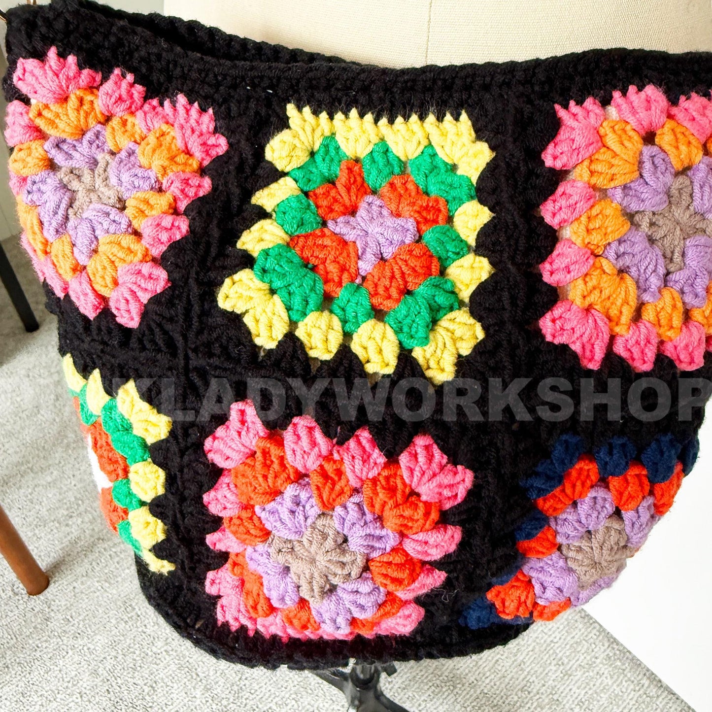 Handmade Crochet Granny Square Bag: Colorful Boho Crossbody Purse