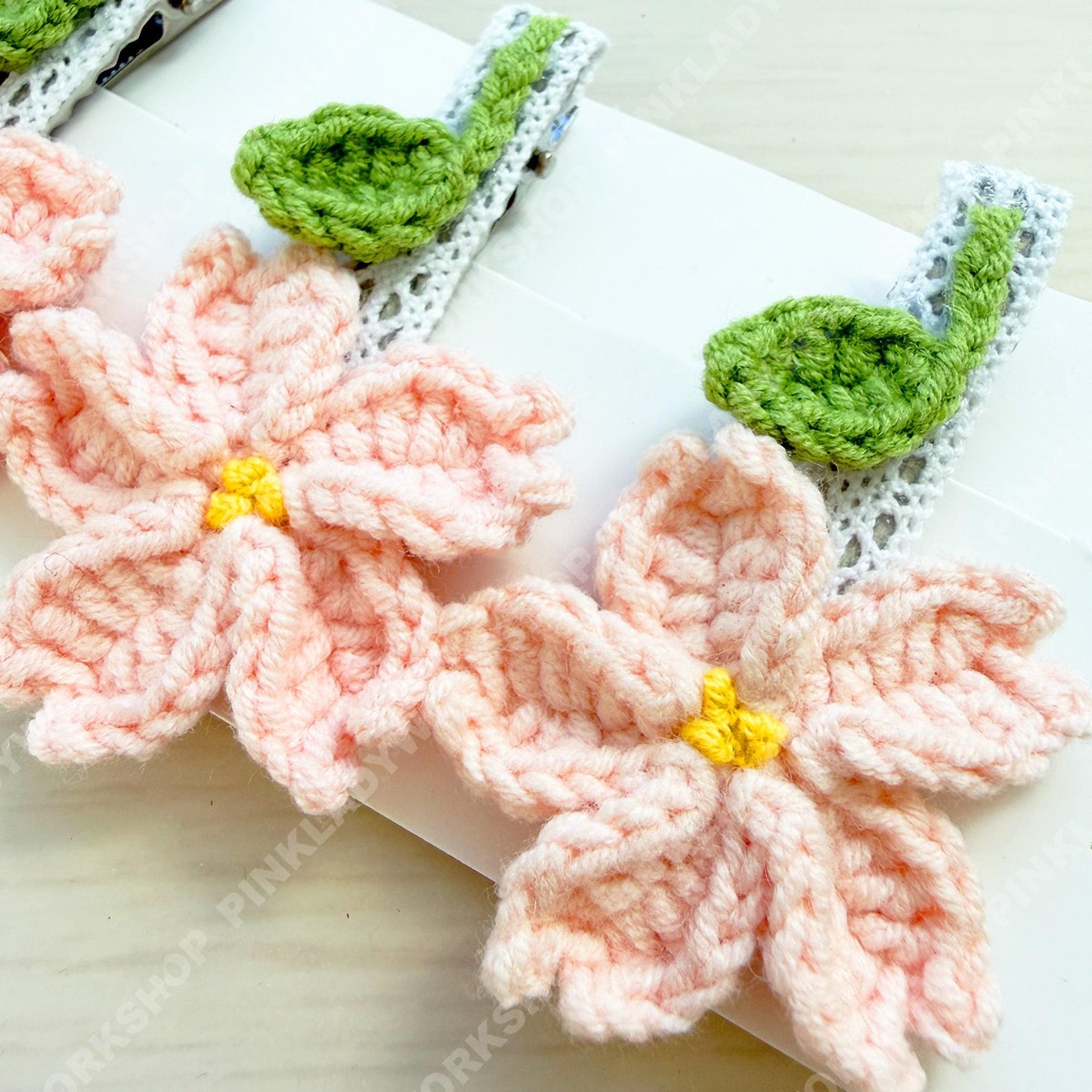Set of 5 Crochet Sakura Hair Clip | Cherry Blossom Barrette | Handmade Floral Hair Accessory | Spring Hair Clip | Cute Lace Hair Pin Gift