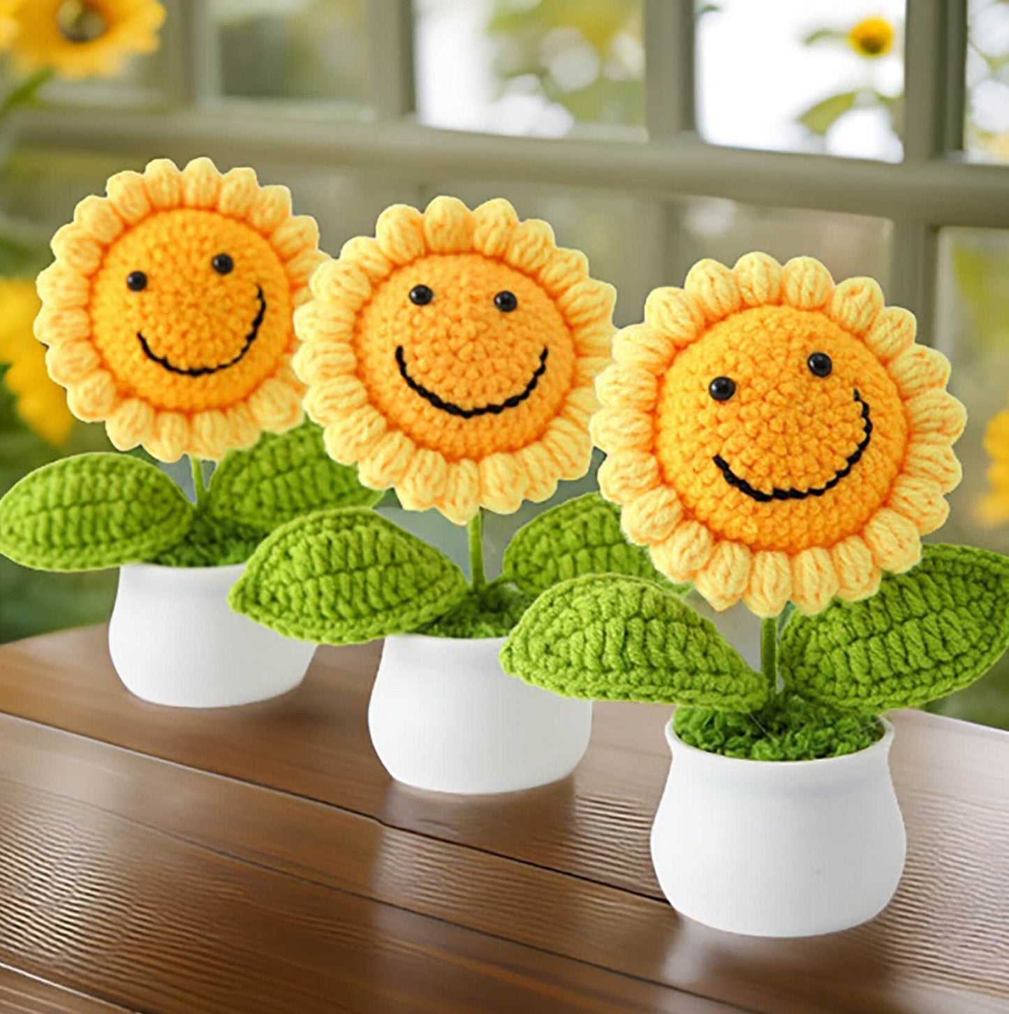 Handmade Finished Crochet Sunflower Pot | Sunflower Decor | Cute Crochet Flower | Decorative Plants | Crochet Flowers | Home Decor