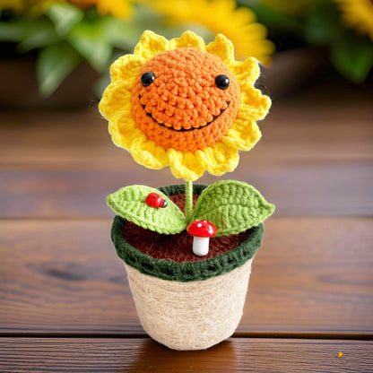 Handmade Finished Crochet Sunflower Pot | Sunflower Decor | Cute Crochet Flower | Decorative Plants | Crochet Flowers | Home Decor