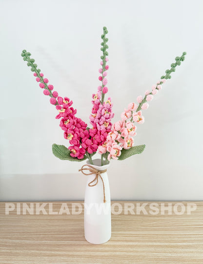 Handmade Crochet Delphinium Larkspur Flower Pot | Blue Floral Decor | Crochet Flowers | Cute Home Decor | Spring Gift | Desk Decoration