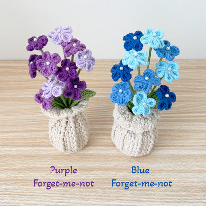 Handmade Crochet Flower Vase: Sunflower, Rose, Forget-Me-Not