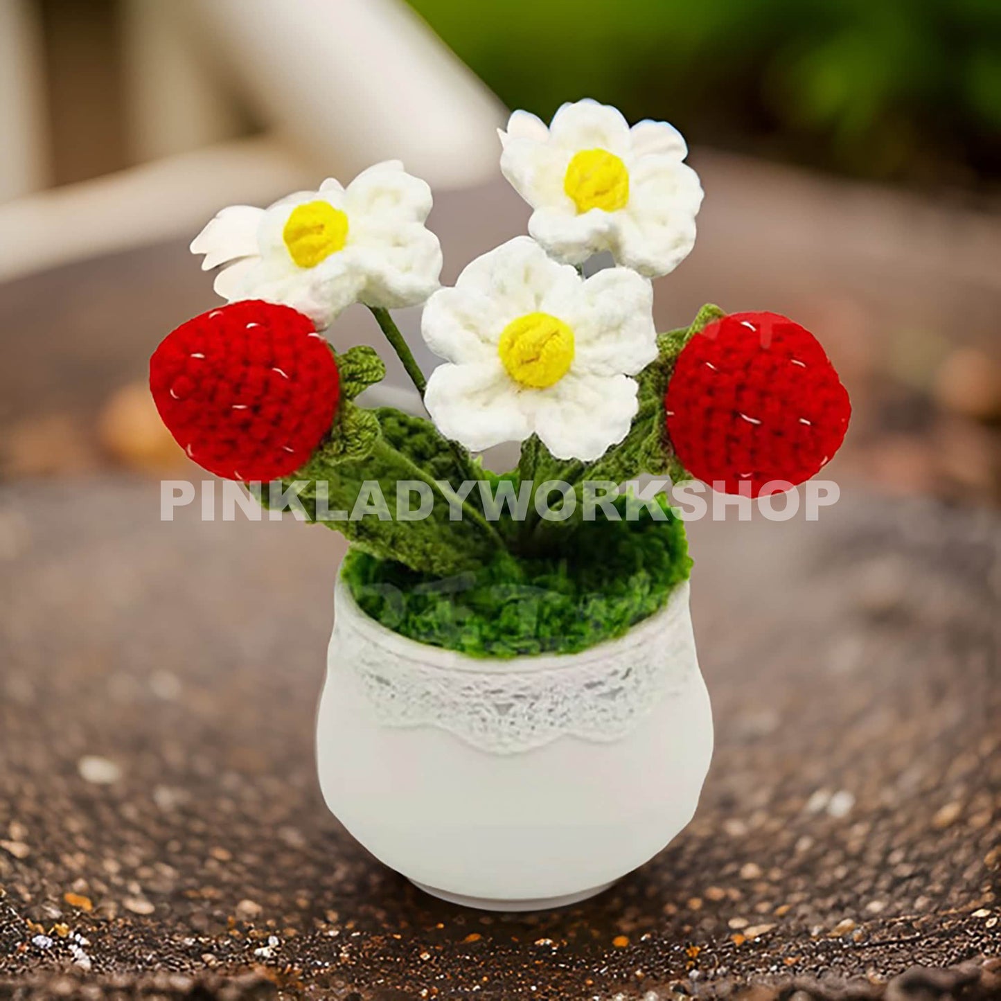Handmade Crochet Strawberry Pot: Amigurumi Fruit Plush