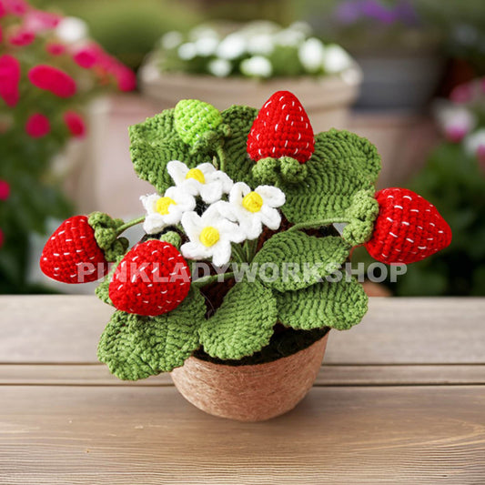 Handmade Crochet Strawberry Pot: Amigurumi Fruit Plush
