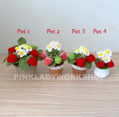Handmade Crochet Strawberry Pot: Amigurumi Fruit Plush