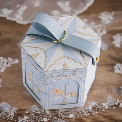 10 Pack Pink | Blue Carousel Favor Box | Wedding | Gift | Party Favor | Candy Box | Bridal | Baby Shower | Birthday | Anniversary