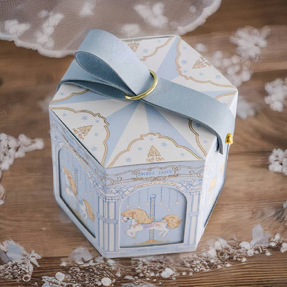 10 Pack Pink | Blue Carousel Favor Box | Wedding | Gift | Party Favor | Candy Box | Bridal | Baby Shower | Birthday | Anniversary