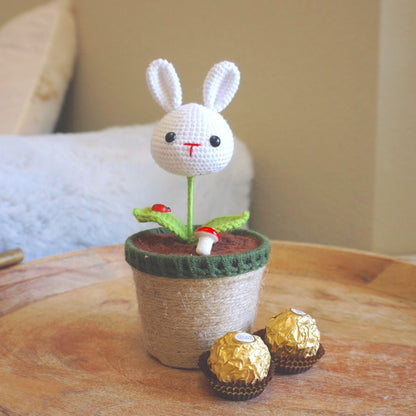 Handmade Crochet Bunny Plant | Crocheted Plant | Easter Decor | Rabbit | Office Desk Home | Cute l Plush | Decorative Plants