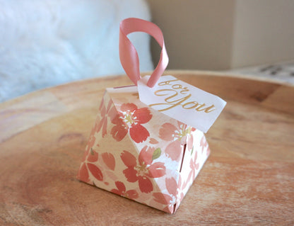 Pink Sakura Favor Box with Thank You Tag - Pack of 10