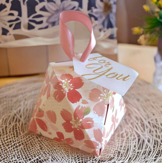 Pack of 10 Pink Sakura Wedding Favor Box | Thank You Tag | Cherry Blossoms | Gift Box | Party Favor Box | Pink Candy Box | Baby Shower