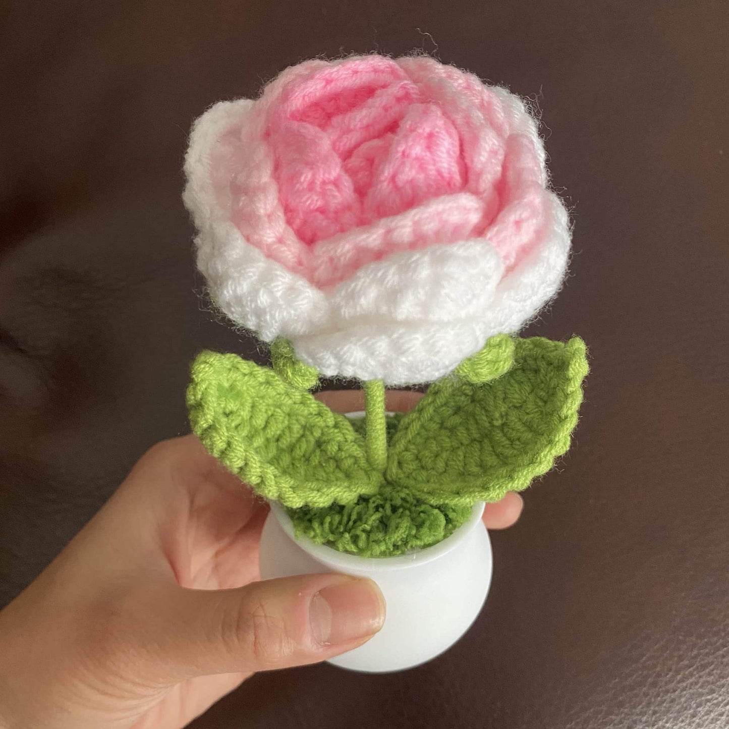 Handmade Finished Crochet Pink Rose Pot | Rose Decor | Cute Crochet Flower | Decorative Plants | Crochet Flowers | Home Decor