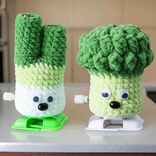 Handmade Finished Crochet Vegetable Toys | Mini Leek Plush | Mini Broccoli Plush | Handmade Crochet Toy | Mechanical Toys | Interactive Toys