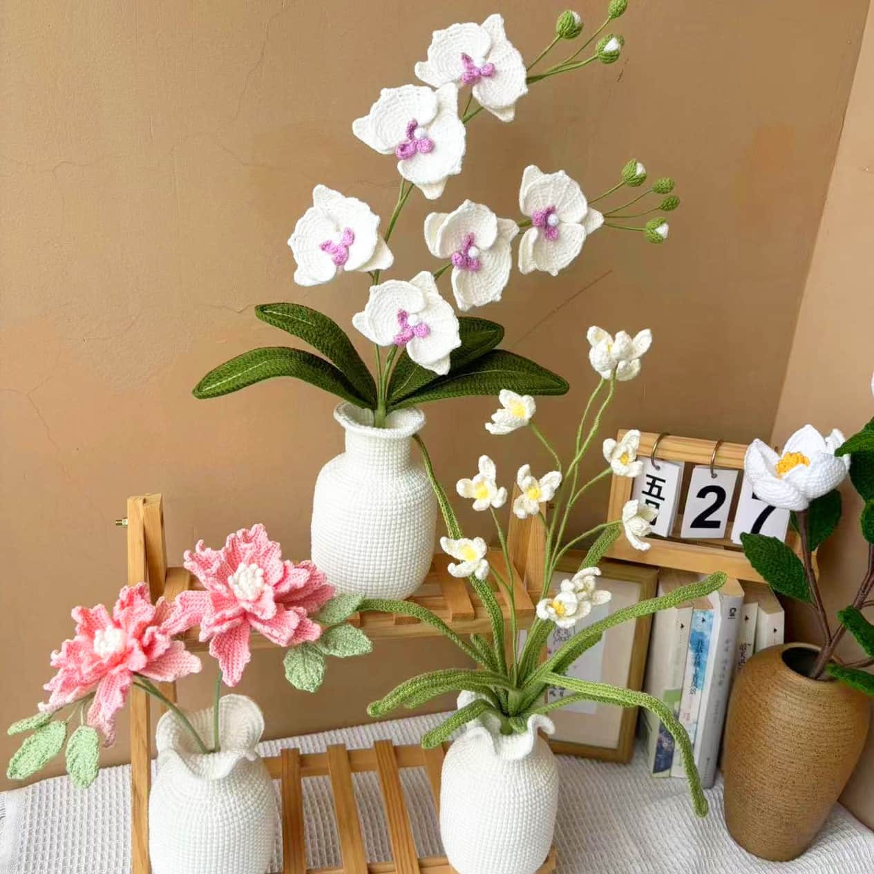 Crochet Pink Peony Vase | Zinnias | Rose Decor | Cute Crochet Flower | Decorative Plants | Crochet Flowers | Home Decor