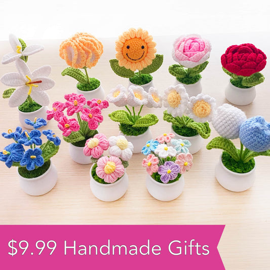 All 9.99 Handmade Crochet Flowers | Forget me not | Rose | Sunflower | Poppy | Tulip | Strawberry | Daisy | Lily | Puff | 10 dollars Gifts