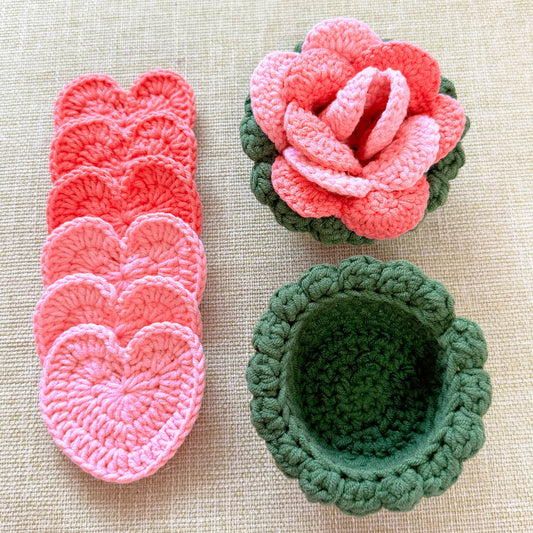 Handmade 6PCS Crochet Rose Coasters | Crochet Flower | Rose | Decorative Coasters | Valentine Gifts | Gift for Her | House Warning