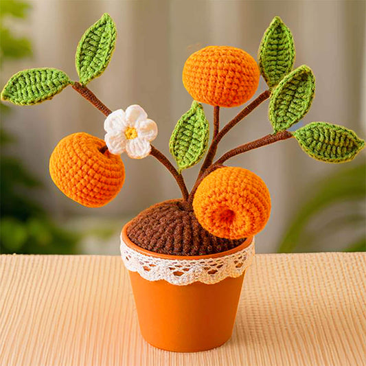 Handmade Finished Crochet Orange Pot | Orange Decor | Orange Crochet Pot | Decorative Plants | Crochet Flowers | Home Decor