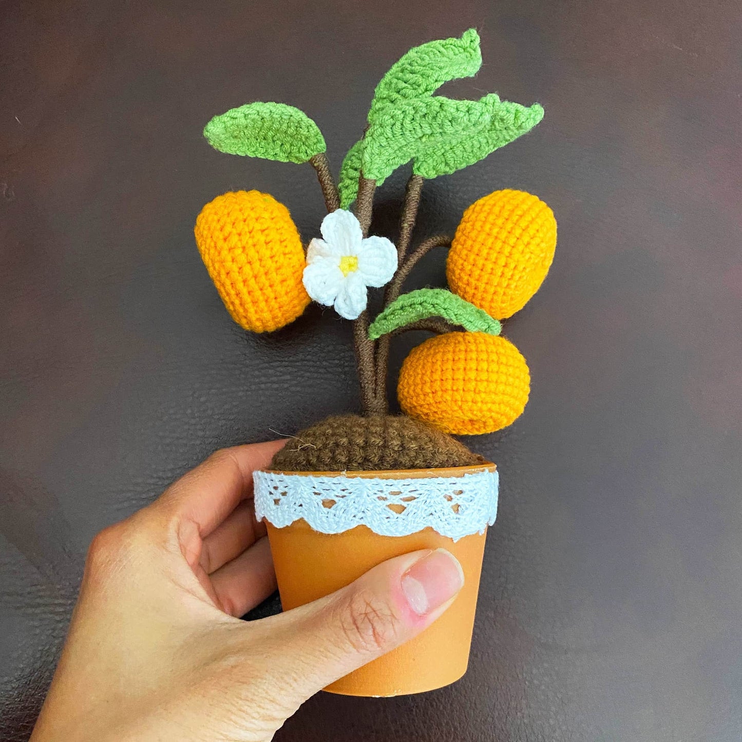 Handmade Finished Crochet Orange Pot | Orange Decor | Orange Crochet Pot | Decorative Plants | Crochet Flowers | Home Decor