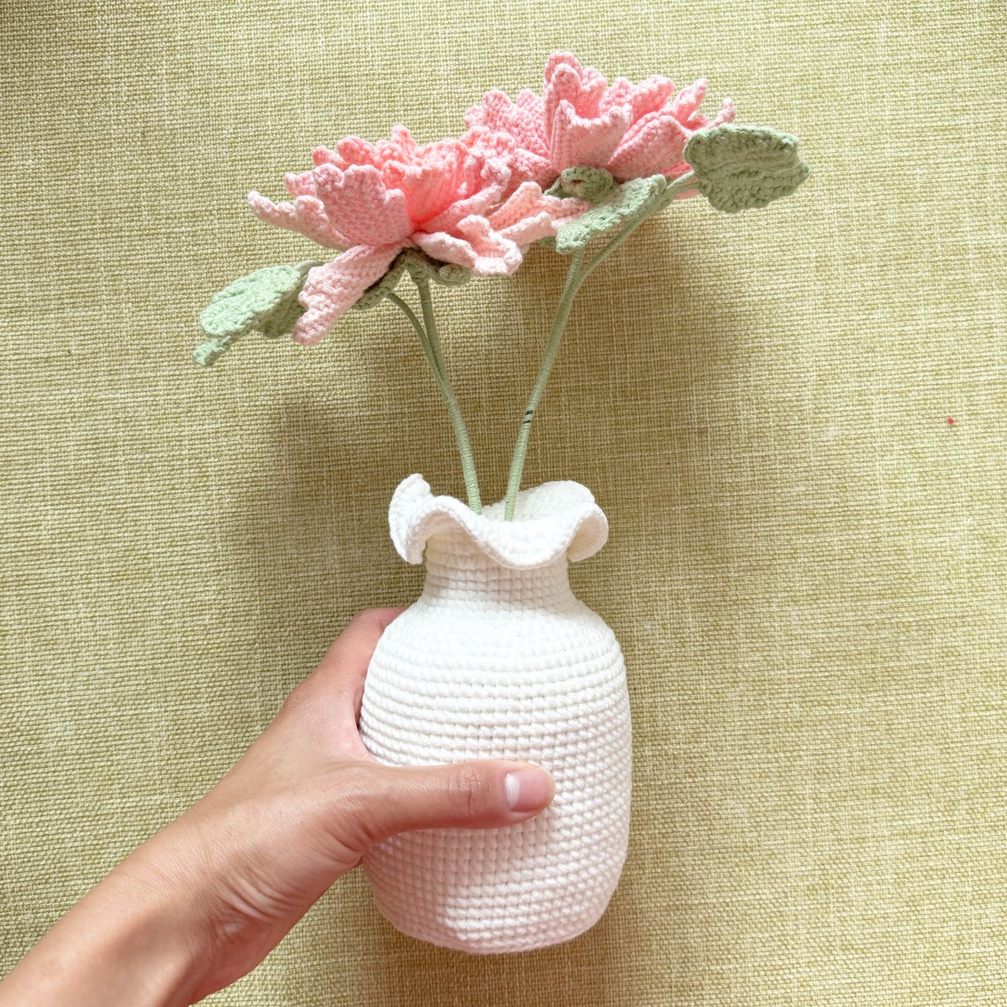 Crochet Pink Peony Vase | Zinnias | Rose Decor | Cute Crochet Flower | Decorative Plants | Crochet Flowers | Home Decor
