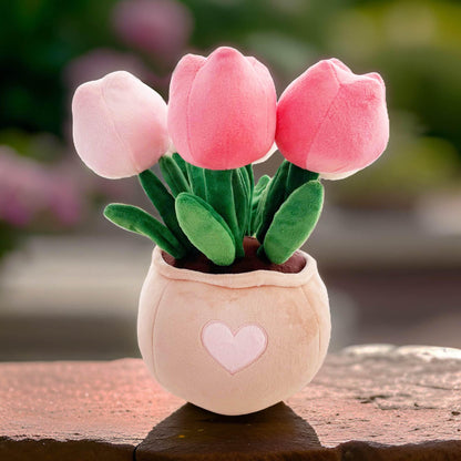 Exclusive Pinklady Tulip Pot Plush Toy | Pink Green | Plant Flower Stuffed Plushie Bouquet | Gift for Children Girl | Birthday Christmas
