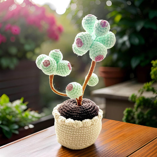 Handmade Crochet Succulent Tree | Crocheted Pachyphytum | Artificial Flower | Office Desk Home Decor | Decorative Plants | Gift Mom Wife