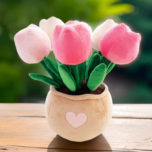 Exclusive Pinklady Tulip Pot Plush Toy | Pink Green | Plant Flower Stuffed Plushie Bouquet | Gift for Children Girl | Birthday Christmas