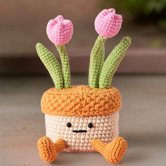 Handmade Tulip Plush Pot: Jewelry Box, Phone Holder & Organizer