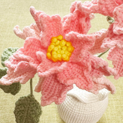 Crochet Pink Peony Vase: Yarn Flower Home Decor