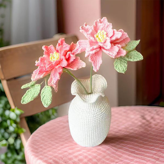 Crochet Pink Peony Vase | Zinnias | Rose Decor | Cute Crochet Flower | Decorative Plants | Crochet Flowers | Home Decor