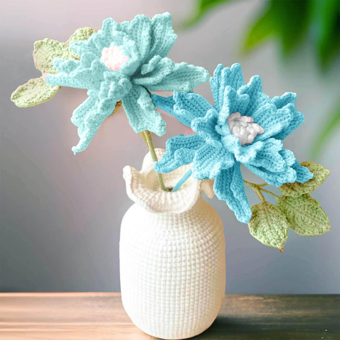 Crochet Pink Peony Vase | Zinnias | Rose Decor | Cute Crochet Flower | Decorative Plants | Crochet Flowers | Home Decor