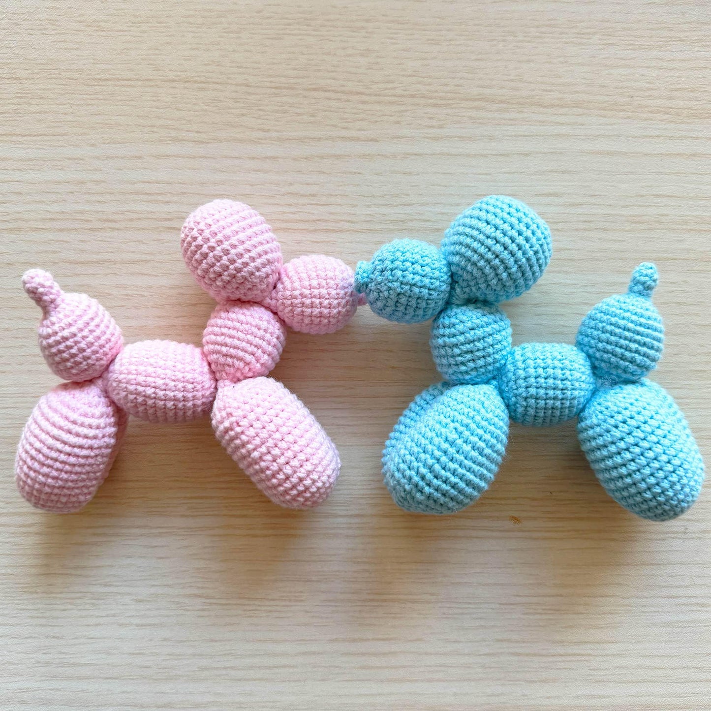 Handmade Crochet Balloon Dog | Blue Pink | Cute Crochet Toy | Crocheted Art | Dog Stuffed Animal | Finished Crochet Toy | Gift for Artist