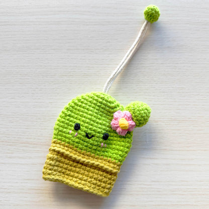 Handmade Crochet Cactus Keychain | Key Cover Case | Green Cute Bag Charm | Kawaii Gift for Girlfriend | Birthday | Graduation | Christmas