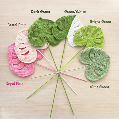 Handmade Crochet Monstera | Dried Artificial Flower Leaves | White | Green | Pink | Monstera Deliciosa | Decorative Plant | Home Decor